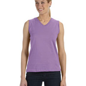 Ladies' Combed Ringspun Jersey V-Neck Sleeveless T-Shirt